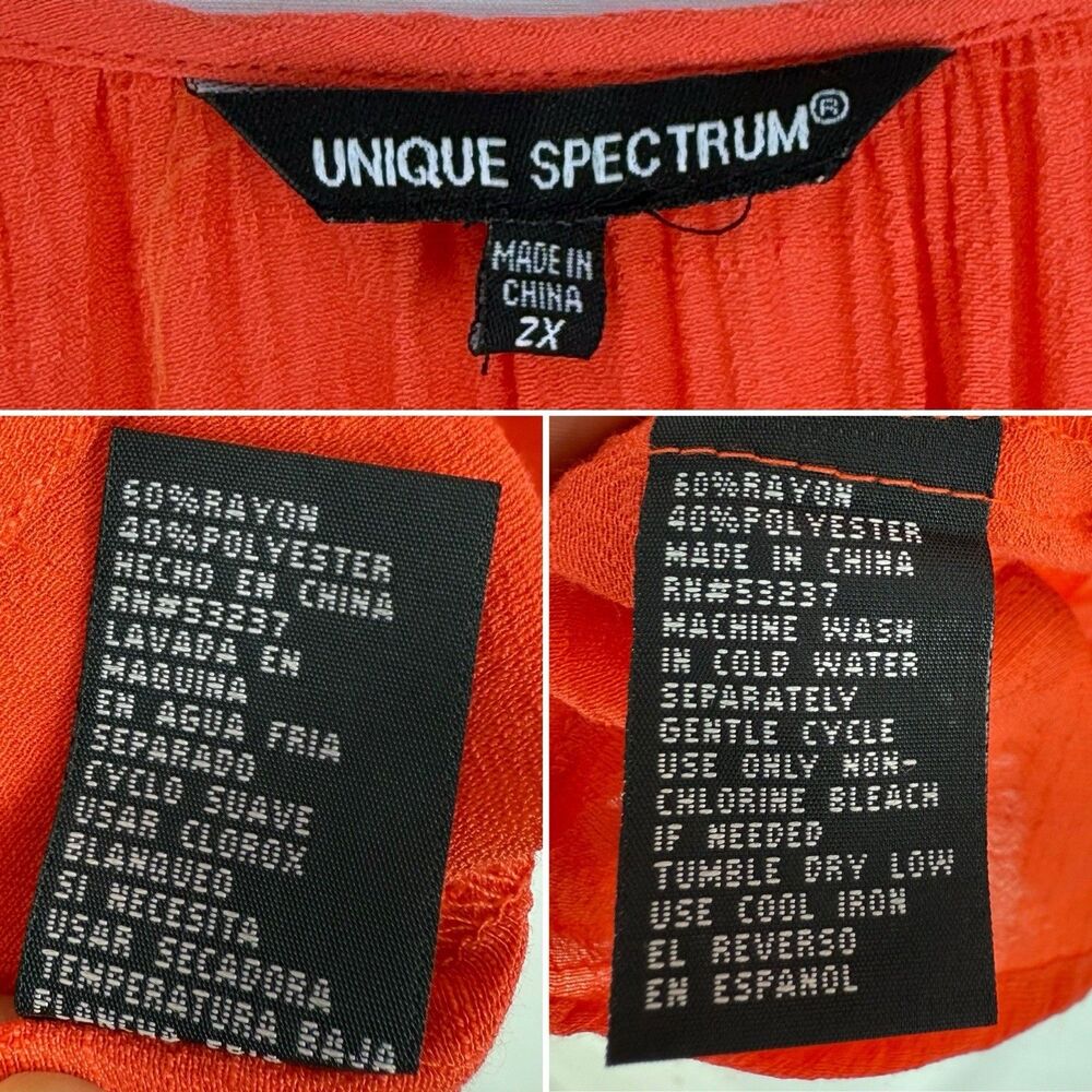 Unique Spectrum Women's Crochet Orange Size 2X Blouse Tunic Short Sleeve - Picture 9 of 16